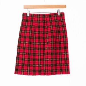 St Michael | Vintage 80’s/90’s Plaid High Waist Red Short Pencil Skirt | Size 10